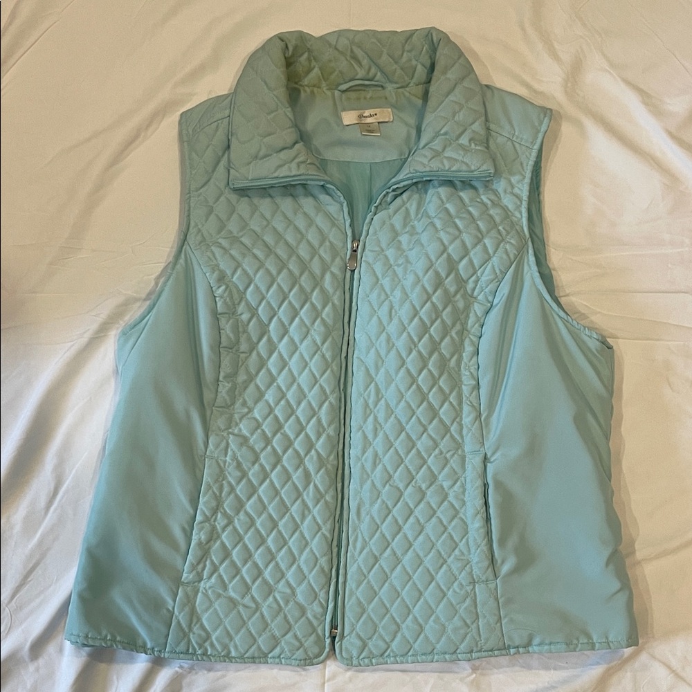 CJ Banks Aqua Blue Quilted Vest
